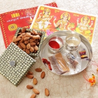 Silver Plated Tikka Thali with Dry Fruit box